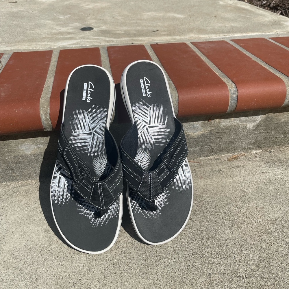 Clarks Black and White Sporty Sandals